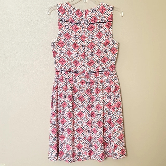 J. Crew Pink California Poppy Silk Medallion Dress Spring Retro 70s - Size 6 - Picture 5 of 12